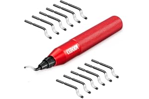 CGBOOM Entgrater Werkzeug mit 12 Stück HSS Ersatzklingen, 360 ° Rotierender Klinge, Entgrater für Kunststoff, Metall,3D Drucker, Epoxidharz, Rohr, PVC, Stahl und Aluminium, Universal Handentgrater