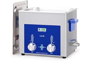 DK SONIC Pulitore ad Ultrasuoni Industriale 10L, Pulitore Sonico Commerciale da 240W con Timer Codificato, Riscaldatore e Cestello, Funzioni Multiple per Motori di Motociclette, Carburatori, Catene