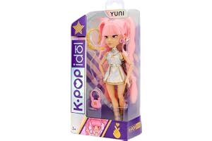 K-POP IDOL Yuni Fashion Doll stil K-Pop Moonlight docka, rosa flätat hår. 3 bästa Outfits-tillbehör för fans från 3 år