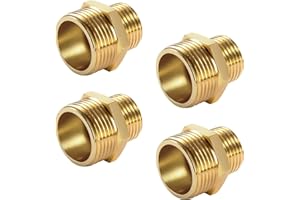 ULIWAMOWI 4 Piezas Boquilla Reductora Latón 3/4 a 1/2, Reduccion 3/4 a 1/2, Adaptador Macho-Macho Roscado para Conexión de Agua, Gas Aceite Aire, Racor Reductor Universal para Tuberías, Instalaciones Sanitarias