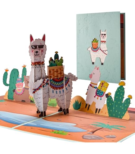 Carte D'anniversaire. Lama Avec Lunettes Et Chapeau De Fête