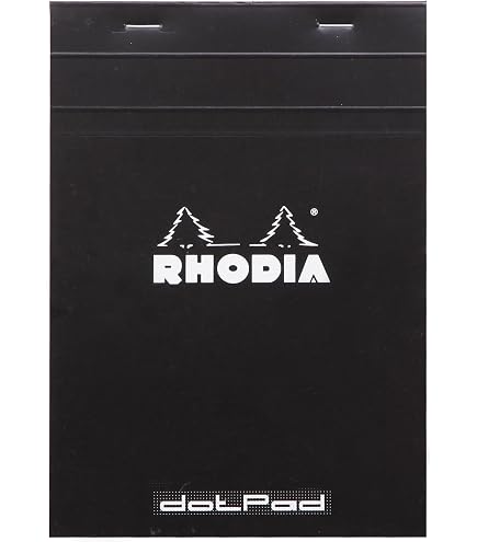 Rhodia Notizblock DIN A7 (7,4x10,5 Cm) - 80 Blatt Kariert, Schwarz, Geheftet, Mit Premium-Papier