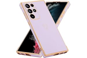 BAOJAY Funda para Samsung Galaxy S21 Ultra 5G,Carcasa de Suave Silicona Galvanizada con Patrón del Corazón,Protección contra Caídas en 4 Esquinas,Lindo Mujeres Phone Case Cover,Morado