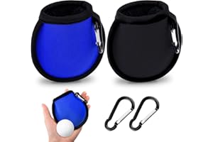 olyee 2 Pack Golf Ball Cleaner Pouch, Golf Ball and Club Clip on Waterproof Washer Pocket Accesorries for Men Ladies and Trolley Cart Bag(Black+Blue)
