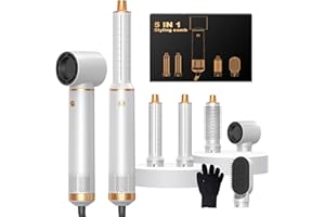 UKYITU Airbrush Hair Styler, Air Brush 5 in 1 with Curl Straighten, Volumise, Smooth and Drying for Styling, Airbrush 5 in 1 Hot Air Styler for All Hair Type/Length