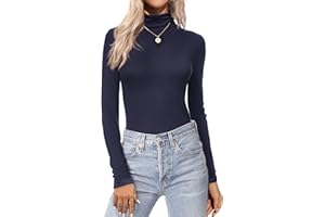 ZEAGOO Maglietta Maniche Lunghe Donna Collo Alto Basic Maglia Slim Fit Elasticizzata T-Shirt Tinta Unita Sottile Maglione Base Sottogiacca XS-XXL