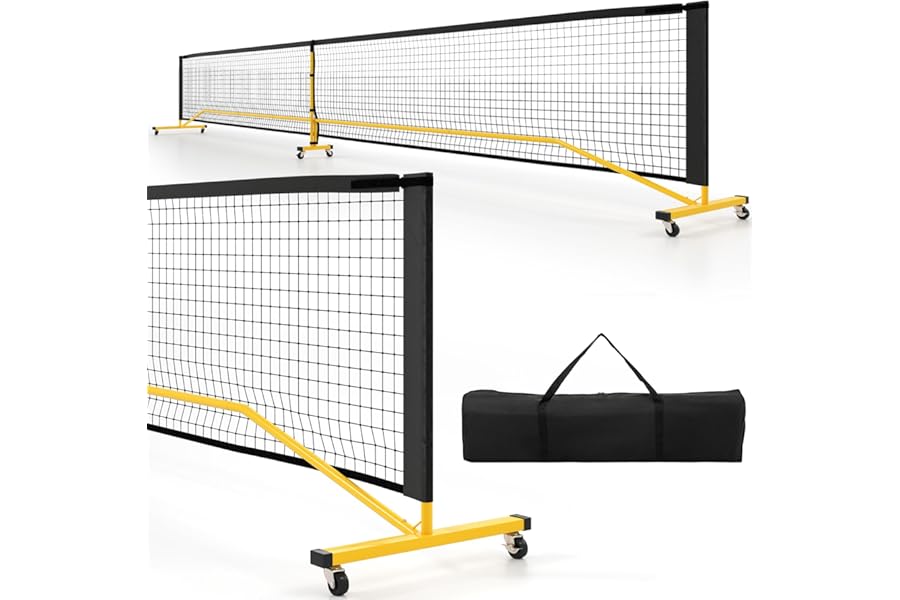 SPOTRAVEL 22FT Full Size Pickleball Net Set, Heavy Duty Pickleball Training Equipment with Carrying Bag & 6 Wheels, Portable Pickle Ball Net Set for Outdoor Indoor