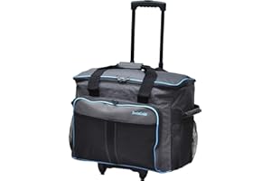 FoolsGold pro dick gepolsterten Nähmaschinetaschen Trolley Koffer auf Rädern - Holzkohle/Blau