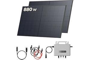 Solarway 880Wp / 800W Balkonkraftwerk - Enchufe completo de corriente EcoFlow Stream de 800 W, sistema solar completo, 440 W, módulos solares negros bifaciales y EcoFlow y accesorios