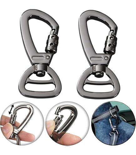 Lot De 4 Mousquetons Pivotants 20mm - Anneau En D Détachable - Pour Sacs, Porte-clés, DIY - Noir