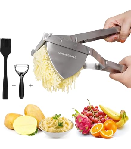 Schiacciapatate In Acciaio Inox - Potato Ricer Per Purè, Facile Da Usare E Pulire, Adatto Anche Per Verdure - Foto 4
