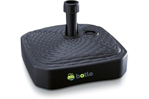 BOTLE Stojak na parasole przeciwsłoneczne, antracyt, z tworzywa sztucznego, kwadratowy kształt, do ogrodu, na taras, plażę, rattan, do napełniania piaskiem wodą lub żwirem, flaga parasola przeciwsłonecznego