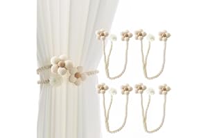 Hotipine 4 Pezzi Fermatende per Tenda, Gancio Libero Fermatende Corda Fermatenda Tenda in Cotone Naturale (4 x Beige, 50CM)