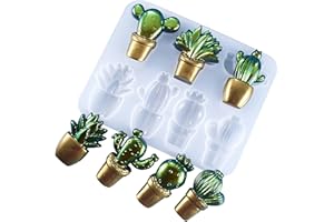 Attuslla Cactus Silicone Mold, Cactus Plant Refrigerator Silicone Mould Keychain Epoxy Molds for Home Decorative Handmade Clay Cactus Flower DIY Decorative Ornaments Art Craft