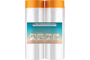 LLPT Nastro e Drappo Pellicola per Mascheratura Pre-Nastrata | 150cm (Non Piegata) x 20m | Ciascuna Confezione da 2 | Panni per Verniciatura a Spruzzo per Pareti auto Protezione da Polvere (MFT1502)