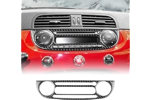 ‎KUNGKIC KUNGKIC Für Fiat 500 2008-2015 Abarth 595 2012-2014 Auto Zentrale Steuerung CD AC Panel Klanganpassungsrahmen Kohlefaser Aufkleber Dekorative Innenbereich Zubehör Geschenk,Schwarz
