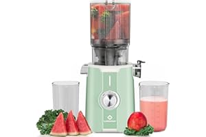 ‎LINKCHEF LINKChef Entsafter Slow Juicer, Entsafter Gemüse und Obst Testsieger mit 115 mm großem, für ganze Früchte/Gemüse, Blitzreiniger, Einfacher Installation, BPA Frei, 200w hellgrün