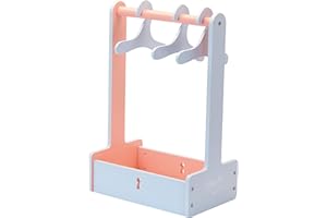 PETITCOLLIN - Penderie Poupée - Rangement de vêtement pour poupée - Accessoires Poupée - Mobilier en Bois Blanc - A monter soi-même - ‎Dimensions : 42.8 x 21 x 5.6 cm - dès 3 ans