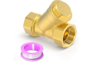 ERGAOBOY 1 pezzo valvola filtro a Y in ottone con rete metallica, valvola con attacco filettato femmina 3/4" BSP DN20 per separazione acqua-olio