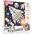PepPlay Cardboard Shape Sticker-Space Theme, No Mess Art & Craft Kids, Diy Activity, Gifts Ages 3 To 7, Paint By Sticker, Learn Shapes & Colours, Easy To Peel, Reusable, 650 Stickers, Multicolor
