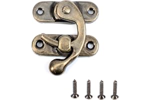 JAVOUKA 15pcs Antique Vintage Lock Clasp with Screws - Right Latch Hook Hasp 42mm x 37mm Swing Arm Latch Plated Bronze