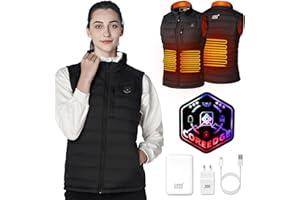 COREEDGE Beheizbare Weste Damen mit Powerbank, Heizweste mit Akku USB, Thermoweste Wärmeweste Damen mit 3 Stufen Temperatur, 4 Heizzone Weste Beheizbar