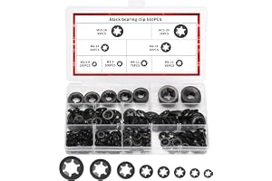 qxayxa 510 st invändiga stjärnbrickor M2.5–M12, svart kolstål | Svart kolstål; invändiga stjärntänder mot lossning/vibration; storlekar M2.5–M12; snabb montering; för el/bil/DIY.