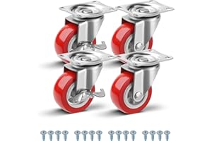 WISD Set da 4 Ruote per Mobili con 2 Freni, Ø50mm, Rotelle Antigraffio Portata Max 140kg, Ruote girevoli per uso interno ed esterno