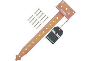 KOTARBAU® Bisagra de puerta en T 350 mm, Acero inoxidable, Galvanizada en amarillo, Herraje para puertas de jardín de madera, Bisagra apaisada para Cobertizo, Granero, Bisagra para puerta abatible