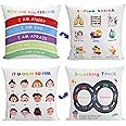 B BBPM Classroom Must Haves Throw Pillow Covers Set of 2 - Calming Corner School Counselor Office Mental Health Pillow Decor Calm Down Corner Items for Home Kids Dutch Velvet 18x18 Inch