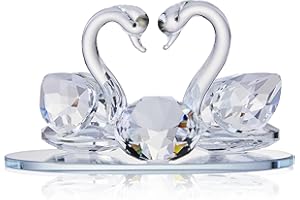 London Boutique Decorativo in Vetro di Cristallo a Forma di Cigno Doppio con Elementi in Cristallo Swarovski Regalo (Set di 1)