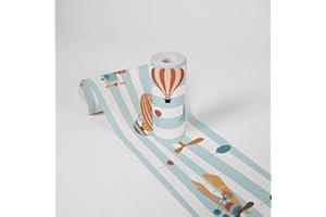 Lovely Kids Bordi Adesivi Per Pareti Flying Party 5.00 m x 0.155 m Blu Arancione Marrone Prodotto in Germania da A.S. Création 403753