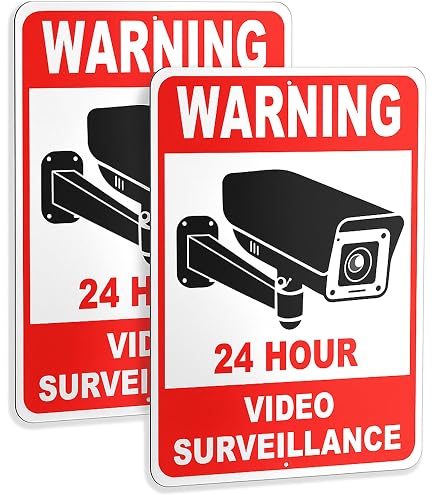 Faittoo Videoüberwachungsschild 'No Trespassing' – 2 Stück, Aluminium, Reflektierend, 35x30 Cm