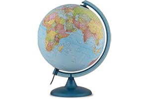 Tecnodidattica – Globe Lumineux Night&Day | Cartographie Double Effet Politique et Constellations | Pivotant sur son Axe | Méridien Gradué | Diamètre 25 cm | Textes en Français