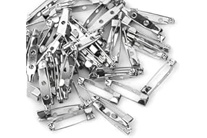 AZONELIFE 50 Piezas Broche de Seguridad, 2.5cm Broche de Plata Alfileres de Joyería con 2 Agujeros, Pasadores de Barra Cierre Trasero de Metal Imperdibles para DIY Fabricación de Bisutería Insignia