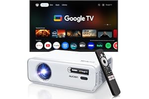 Aurzen Eazze D1G con Google TV proiettore 4k smart tv nativo videoproiettore da esterno Full HD 1080P con DoIby Audio, messa a fuoco automatica e Keystone mini wifi bluetooth video proiettore