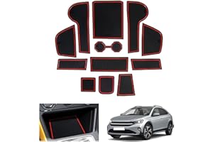 GAFAT Compatible with VW Taigo/Nivus 2021-2025 2026 Non-Slip Rubber Mats for Centre Console, Door Seam, Taigo 2024 Accessories (Red)
