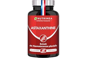 LABORATOIRES NUTRIMEA Astaxanthine - Extrait de Haematococcus Pluvialis 40 mg - 100% Naturel - Vegan - Antioxydant - Formule Premium - 60 Capsules - Nutrimea - Fabriqué en France