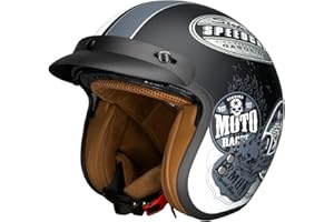 BSWAY Jethelm mit Visier by BS Way: Hochwertiger Motorradhelm, ECE-Zertifiziert für Herren und Damen - Ideal für Vespa, Moped, Mofa, Scooter und Roller - Retro Helm Design, Halbschalenhelm Vintage