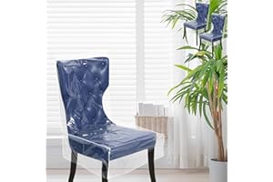 Foppla 2Pcs Plastic Dining Chair Covers,Clear Chair Protector,Waterproof Seat Cover,Dustproof Clear Slipcover,PVC Seat Protector for Home Kitchen Bedroom(Transparent)