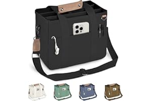 HOMESPON HOMESOPN Canvas Tote Bag for Women Handbag with Compartments and Multi-Pocket for Work School and Travel(Black)