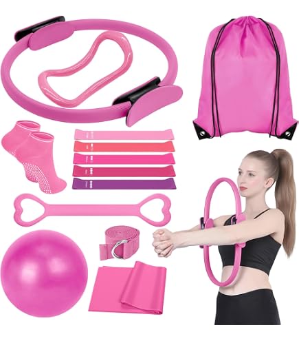 Barra per Pilates con 6 Elastico Fitness, Kit Elastici Fitness Fascia di Resistenza, Pilates Bar per Casa Palestra Yoga Stretching Pilates Fitness Allenamento di Forza