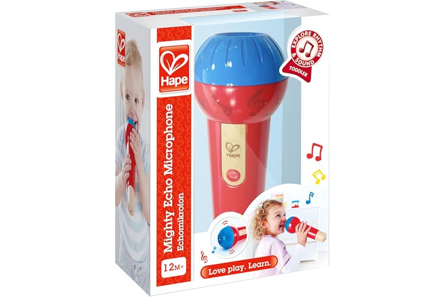 Hape Mighty Echo Microphone | Battery-Free Voice Amplifying Microphone Toy for Kids 1 and Up (Package may vary)
