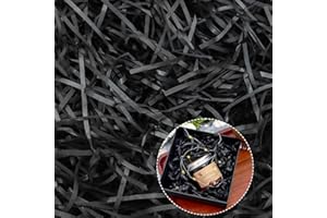 AERZOUSER 200 g Virutas de Papel Para Relleno，Papel Relleno Cajas Regalo, Relleno Para Cajas Regalos，Material de Relleno para Paquetes， Ofrece Buena Protección y Decoración Para Regalos (Negro)
