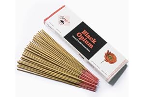GIFT BRIT Giftbrit czarne opium naturalne i ziołowe kadzidełka 100 patyczków z 1 uchwytem na kadzidełka do medytacji, jogi, kościoła, relaksu, uzdrawiania i pozytywnego nastawienia