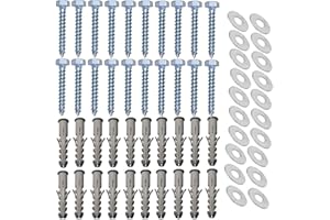 Inbrackets Value 20 Pack of M8 x 50mm Masonry Brick Wall Fixing Screw Bolts with Plugs & Washers for Aerial Satellite Sky Dish Tv Bracket Fence Shelves Mounting