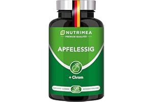 LABORATOIRES NUTRIMEA Apfelessig Kapseln - Mit Chrom - 1500 mg Apfelessig - Geschmacksneutral - 120 Vegane Kapseln - Apple Cider Vinegar Nutrimea