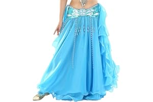 Calcifer - Falda Elegante de Gasa para Bailar y Bailar de Vientre, Azul Celeste