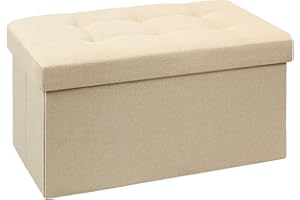 ‎BRIAN & DANY BRIAN & DANY Faltbarer sitzhocker Leinen Sitzbank mit Stauraum, Beige, 76 x 38 x 38cm