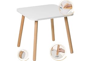 ‎PLAYPALS FURNITURE PlayPals Furniture Kindertisch aus Holz - Naturmöbel für Kinder, 50 x 50 x 47 cm, Kindertisch ab 2,3,4,5,6,7 Jahren, Kinderzimmermöbel
